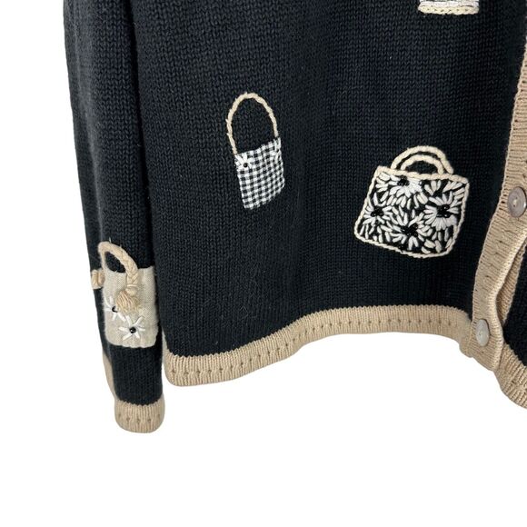 Talbots Vintage Cardigan Sweater Embroidered Handbags Purses Floral Beaded‎ L - Picture 5 of 11